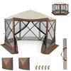 HOMASIS Gazebo Pop-Up da Giardino da 3,5 x 2,5 m per 6-10 Persone con 6 Pareti in Rete e 2 Pareti Laterali, Tenda da Festa Impermeabile con Protezione UV, Gazebo Pieghevole con Borsa per il Trasporto