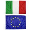 Domina Pubblicità Kit 2 bandiere 150x100 cm (ITA/EU) in tessuto nautico da 115g/m², bandiere Italia e Europa 150x100 cm con cordino, doppia cucitura perimetrale e fettuccia di rinforzo