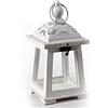 Gicos Lanterna Bianca in Legno e Metallo arredaamento Giardino Shabby Chic 11 * 11 * 24 cm HIA-701672