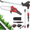 TEENO Tagliasiepi Elettrico,2 in 1 Tagliasiepi Estensibile e Motosega,Batteria 20V 4000mAh Inclusa,Impugnatura Principale Regolabile,Testa Inclinabile, Motore Brushless da 42 cm,Tracolla in Dotazione