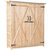 KOMFOTTEU Casetta da Giardino in Legno, 140 x 50 x 162 cm, Capanno per Attrezzi per Esterno con 2 Ripiani e 1 Armadio, Resistente alle Intemperie con Ante Bloccabili, Capanno da Giardino