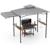 RELAX4LIFE Gazebo da Barbecue Impermeabile 3x1,5m,Doppio Tetto Ventilato,Ripiani, Ganci e Apribottiglie, Struttura in Acciaio Antiruggine, Copertura UV 100% (GRIGIO)