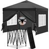 Laneetal Gazebo 3x3 Pieghevole Impermeabile, Pergolato da Giardino, Gazebo da Esterni, con Pareti Laterali Rimovibili, Protezione dal Sole, per Feste e Campeggio, Borsa per il Trasporto, antracite