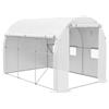 Outsunny Serra da Giardino 6 m² Dim. 3 x 2 m con 1 Porta + 2 pareti Laterali avvolgibili con Cerniera, 6 finestre, Acciaio PE ad Alta densità 140 g/m² Anti-UV Bianco
