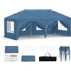 WOLTU Gazebo Pieghevole da Giardino, Gazebo Idrorepellente Pop Up da 3x6m Pannelli Laterali, Tendone Esterno, Altezza Regolabile, Protezione UV, con Custodia Blu