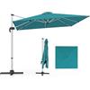 COSTWAY Ombrellone da Giardino 300 cm, Ombrellone Quadrato da Esterno con Rotazione a 360°, Inclinazione Regolabile, Base a Croce, 8 Stecche (Blu)