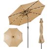 COSTWAY Ombrellone da Giardino da 300 cm, Parasole per Esterno con 24 Luci LED, con 8 Stecche in Metallo, Manovella e Inclinazione Regolabile, per Giardino, Coltile, Piscina (Beige)