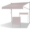 ISOISL - Tenda da sole a clip da 350 cm di larghezza, tenda da balcone con manovella, resistente ai raggi UV, regolabile in altezza, protezione solare e impermeabile, tenda da balcone senza fori per