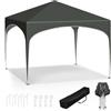 WOLTU Gazebo da Giardino Richiudibile 3x3m Gazebo Esterno in Ferro Regolabile in Altezza Tendone con Soffitto Semicircolare Pieghevole Protezione Solare, Tende per eventi Facile da Montare Grigio