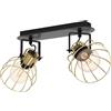 Eglo faretto da soffitto Sambatello, lampada da soffitto a 2 luci con fari orientabili, in metallo nero e ottone spazzolato, illuminazione a soffitto con attacco E27