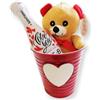Generico Set Regalo San Valentin con secchiello spumante e peluche fai da te: Santero baby Extra dry love da 200 ml, 1 peluche a forma di orsetto Dolcezza & Brindisi d'Amore