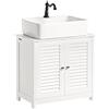SoBuy Mobile Bagno Sottolavabo - Mobiletto Bagno Salvaspazio con Mensole Regolabili, Mobile Lavabo in MDF, Antimuffa con Porta a Lamelle, per lavabo a muro, Bianco, 60x58x35cm, FRG237-W