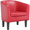 vidaXL Poltroncina a Pozzetto Rossa in Similpelle, poltrona a pozzetto, poltrona, poltrona da salotto, poltrone a pozzetto, poltrona da soggiorno