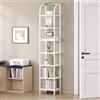 Hzuaneri Libreria Alta a 7 Ripiani, Scaffale Aperto, Struttura In Metallo, Stile Industriale, 30 x 30 x 208,5 cm, Adatta Per Studio, Soggiorno, Camera Da Letto, Cucina, Bianco BC57013W