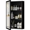 kleankin Specchiera Bagno in Acciaio con Armadietto a 3 Ripiani, Pensile Bagno con Chiusura Ammortizzata, 40x12x60cm, Nero
