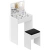 HOMCOM Postazione Trucco con Specchio Richiudibile, Toeletta Trucco Moderno, con Sgabello, Vano Contenitore a 10 Scomparti, MDF Bianco, 60.2 x 40.2 x 79cm