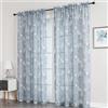Odot Tende Semi Trasparenti per Interni, Stampa Fiore di Magnolia Tenda Voile con Tasca per Asta Tenda Filtranti Finestra 2 Pannelli Tende Camera da Letto Moderna per Soggiorno (Blu,132x241cm)