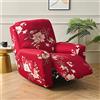 FANSU Copripoltrona Relax Reclinabile Elettrica Universale, Fiori Classici retrò 1 Posto Copripoltrona Reclinabile Elasticizzato Coprisedile con Tasche, Fodere per Poltrona Relax (Gelsomino Rosso)