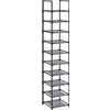 SONGMICS Scarpiera, 10 Ripiani, Scaffale Portascarpe, Organizzatore per Scarpe, 33 x 33 x 173 cm, Telaio in Metallo, Ripiani in Tessuto, Ingresso Corridoio Camera da Letto, Grigio LSR110G01