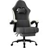 HOTOSYCH Sedia da Gaming Ergonomica con Molle Insacchettate e Poggiapiedi, Sedia Gamer con Supporto Lombare Regolabile, Sedie da Ufficio Schienale Regolabile 90-135°, Portata 150 Kg (Grigio)