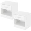 ML DESIGN modern living ML-Design Set di 2 Comodini con Cassetto e Ripiano d'Appoggio Aperto in Legno Maniglia in Alluminio - 36,5 x 38,5 x 30 cm - Tavolino Camera da Letto Coppia di Comò da Notte Mobiletto Armadietto Bianco