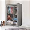 LANTUS Armadio in Tessuto, Guardaroba, Appendiabiti, Ripiani Portaoggetti,con Asta per Abiti con Copertura, Capiente, per Borse, Giocattoli, Scarpe, Soggiorno, Camera da Letto, 105*45*170 cm - Grigio scuro