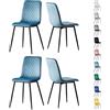 mcc direct Set di 4 sedie per sala da pranzo in velluto design, piedi in metallo, sedie Lexi (Blu chiaro)