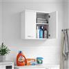 Linea Azzurra Pensile Bagno Sospeso Milleidee a Due Ante in Legno Made in Italy 71x38x77cm Bianco Frasinato Mobile Salvaspazio Stretto per Bagno, Ufficio, Soggiorno
