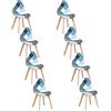 BenyLed Set di 8 Sedie da Pranzo Sedie Patchwork Colorate con Gambe in Legno Poltrona Scandinava per Cucina, Soggiorno, Bar, ECC (Blu-8pcs)
