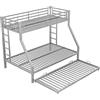 KecDuey Letto a castello, letto in metallo con letto estraibile, con scala su entrambi i lati per bambini, adolescenti, adulti, facile da montare (grigio argento), WX000124