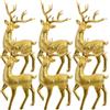 SHINEOFI Set 6 Pezzi Statuette di Renna di Natale in Plastica Dorata Decorazioni Natalizie da Tavolo Piccole Ornamenti Artigianali per Feste e Addobbi Festivi