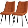 ML DESIGN modern living ML-Design Set di 2 Sedie per Sala da Pranzo Arancione Poltrona da Soggiorno con Rivestimento in Tessuto e Gambe in Metallo Nero Sedia da Cucina con Schienale Poltrone Imbottite per Ufficio