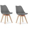 NMK HOME Sedie Cucina Plastica Set da 2 - Grafite Sedie Sala da Pranzo Moderne - Gambe di Sedia in Legno di Faggio - Pellame Sintetico Vellutato