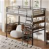 Dolamaní Bellissimo letto - Letto a soppalco per adulti in metallo 90x200 cm nero con scrivania e scala, moderno e vintage, letto singolo in metallo (90x200 cm-D)
