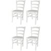 t m c s Tommychairs - Set 4 sedie modello Venezia per cucina bar e sala da pranzo, robusta struttura e seduta in Legno di faggio laccato bianco e seduta imbottita e rivestita in finta pelle color bianco