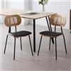 chairus Set di 2 Sedia da Pranzo in Ecopelle Sedie da Cucina con Gambe in Metallo Sedia da Giardino con Schienale in Rattan Sedie Moderne per Sala da Pranzo/Soggiorno/Esterno, Nero