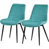 ML DESIGN modern living ML-Design Set di 2 Sedie per Sala da Pranzo Petrolio Seduta in Velluto con Gambe in Metallo Nero Sedie da Cucina con Schienale Poltrone Poltroncina da Soggiorno Imbottite per Ufficio
