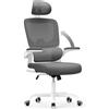 naspaluro Sedia Da Ufficio Ergonomica Con Supporto Lombare Adattativo a Forma Di C, Poggiatesta Regolabile, Braccioli Ribaltabili, Poltrone Ufficio a Rete Traspirante per Scrivania, Casa,Grigio Scuro
