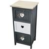 milani home - mobiletto in legno 3 cassetti, grigio scuro, stile shabby chic, 30 x 28 x 63 cm