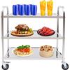 HongKKon Carrello da portata a 3 piani in acciaio inox, 85 x 45 x 90 cm, carrello da cucina con 4 ruote universali e freni, carrello alimentare per ristoranti, biblioteche, cucine, soggiorno