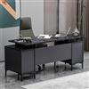 Homidea Branco Scrivania direzionale - Scrivania da ufficio moderna con vano portaoggetti (marmo nero antracite)