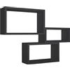 MODULARREDO | Set di 3 Mensole da Muro, Libreria Sospesa, Scaffale Parete, Nero, 45x27x15.5, 40x22x15.5 e 35x17x15.5 cm, Kit Tasselli Incluso - Made in Italy