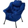 ML DESIGN modern living ML-Design Poltrona Lounge Blu Scuro in Poliestere con Imbottitura Cotone PP, Braccioli, Tasca Laterale, Seduta Ergonomica e Cuscino per Testa