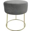 ECHTWERK Pouf Rotondo Marilyn, Imbottito in Velluto, Trucco con Gambe in Metallo Dorato, Sgabello Adatto per Camera da Letto e Soggiorno, poggiapiedi Fino a 150 kg, Grigio, 35,5 x 35,5 x 40,5 cm