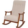 Mendler Sedia a dondolo HWC-K10, poltrona relax, legno FSC stoffa/tessuto bouclé (450g/m²) - beige, color noce