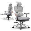 Newtral NT002 Sedia Ufficio Ergonomica Lombare con Poggiapiedi, Sedia Scrivania Poltrona con Bracciolo Regolabile, Ergonomic Office Chair Oscillazione 96-136° (NT002 con Poggiapiedi, Grigio)