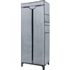 INTIRILIFE Armadio pieghevole in tessuto GRIGIO 68 x 45 x 175 cm con zip, appendiabiti, ripiani e tasca laterale - Armadio in tessuto da campeggio