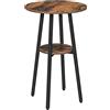 HOOBRO Tavolino da Bar Rotondo, Tavolo da Bar per Balcone alla Finestra, a Doppio Livello, Tavolino Alto per Uso Domestico, Soggiorno, Sala Riunioni, Marrone Vintage e Nero EBF55BT01