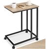 tectake® Tavolino Salotto 48x35x70cm, Tavolino da Divano o Letto, 4 Rotelle, Tavolinetto Divano, Salotto, Camera per Libri, Laptop, Piante, Snack e Bevande, Casa, Ufficio - Legno Industriale Chiaro