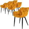 ML DESIGN modern living ML-Design Set 6 Sedie per Sala da Pranzo in Velluto Giallo Senape Poltroncine da Salotto Imbottite con Braccioli Gambe in Metallo Poltrone per Soggiorno con Schienale Ergonomiche e Confortevoli